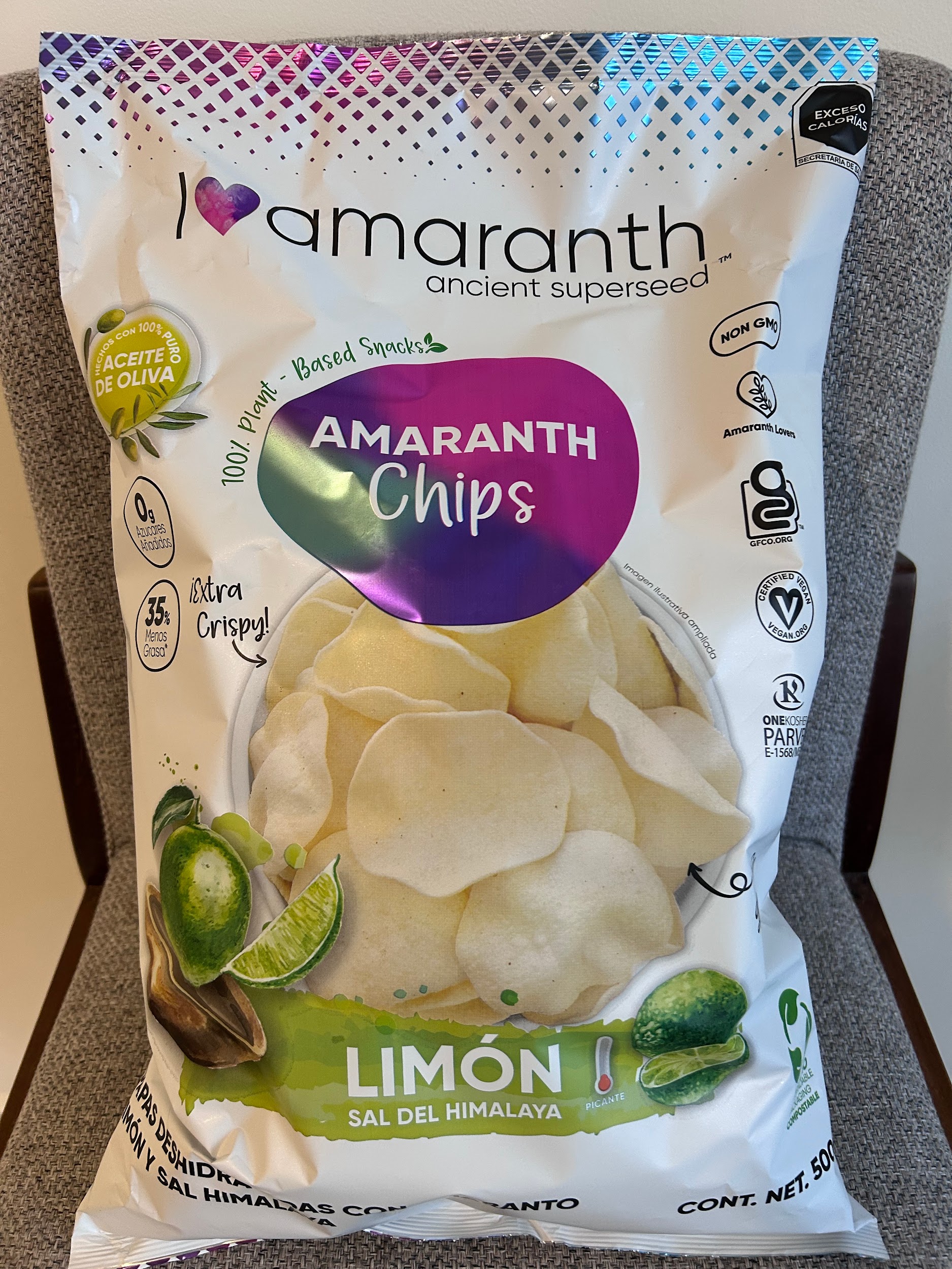 Chips Made With a Superfood: Amaranth Chips Sabor Limón, 500 g