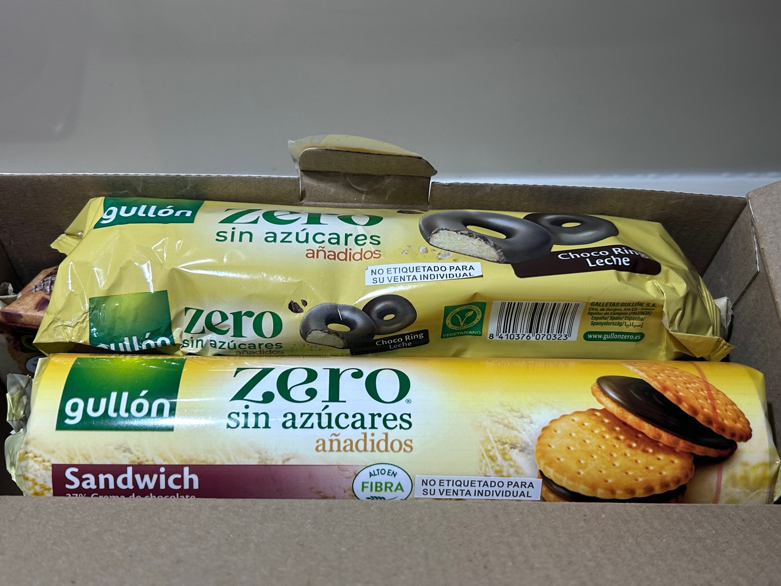 Opened Gullón Zero box