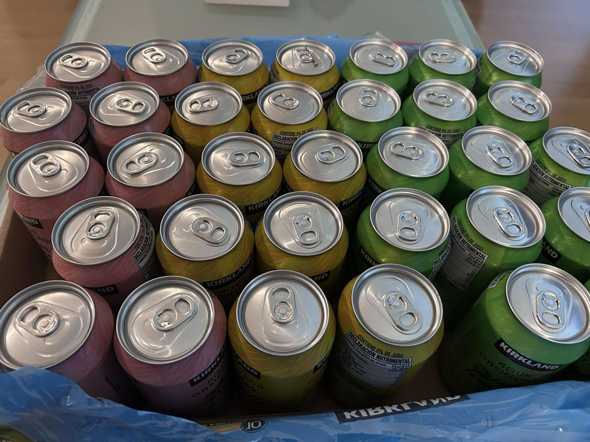 Opened Kirkland sparkling water variety pack