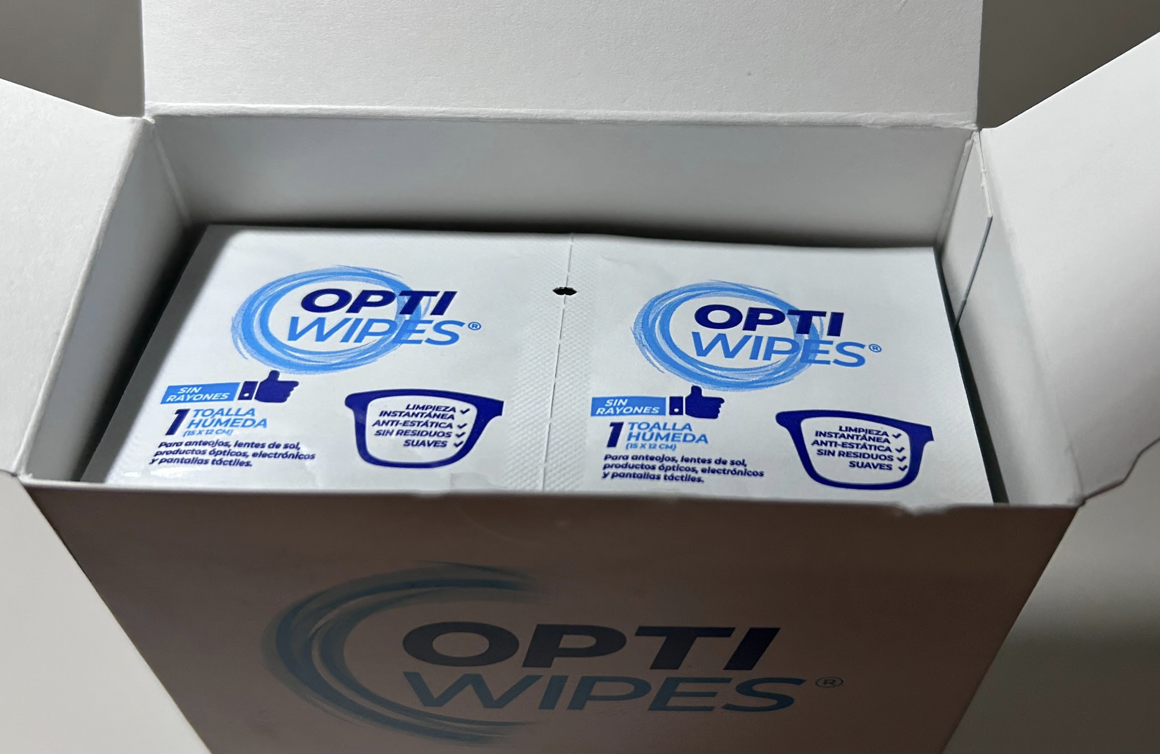 OPTI WIPES box opened from the top by mistake